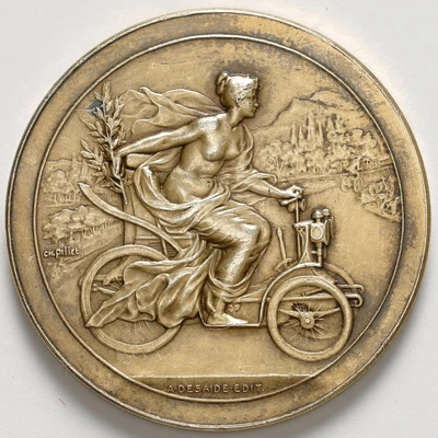 $83 • Buy France Nude Woman Driving A Car Motorcycle Racing Silver Gilt Medal 42mm 35g