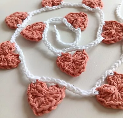 £4.99 • Buy Terracotta Orange| Rainbow Mini Heart Cotton Crochet Bunting | Nursery | Camper.