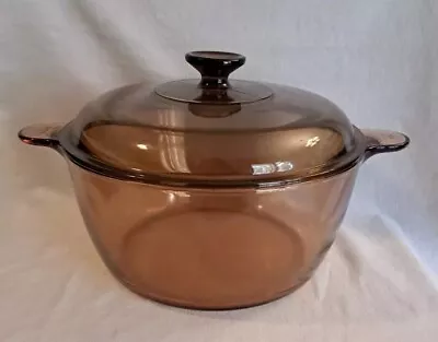 Vision By Corning 4.5 L/5 QT Amber Dutch Oven Stock Pot With Pyrex Lid • $29.99