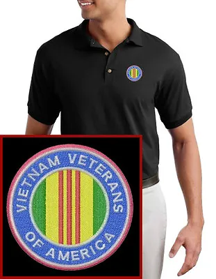 Vietnam Veterans Of America Logo EMBROIDERED Black Polo Shirt NEW  US Army • $23.95