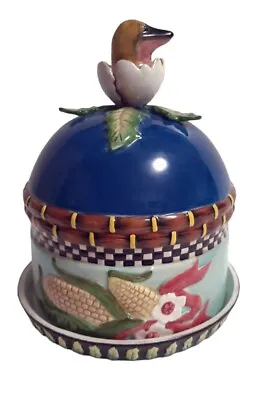 House Of Hatten Peggy Fairfax Herrick Covered Cheese Saver Plate Bird Hatching • $89