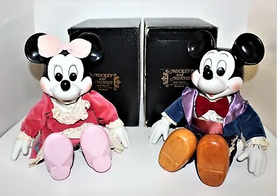 Vintage Sankyo Disney Mickey & Minnie Porcelain Musical Windup Dolls  Japan Mint • $125