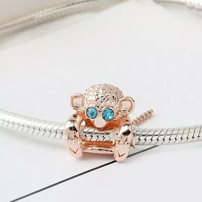 (L10) *UK* Rose Gold Plated Baby Chimp Charm For European Bracelet Ladies Girls • £5.50