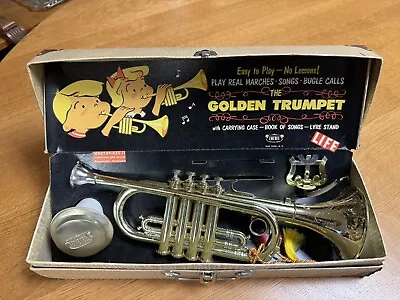 Vintage 1940s/1950 EMENEE The Golden Trumpet Musical Toy Original Case Song Book • $134.95