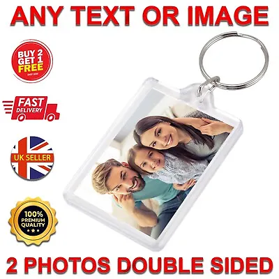 PERSONALISED PHOTO KEYRING CHRISTMAS Any Image Text Double Sided Acrylic Key • £3.95