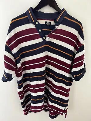VTG Dockers Shirt Men XL  Multi Striped Colorblock Polo Rugby Long Sleeve • $15.50