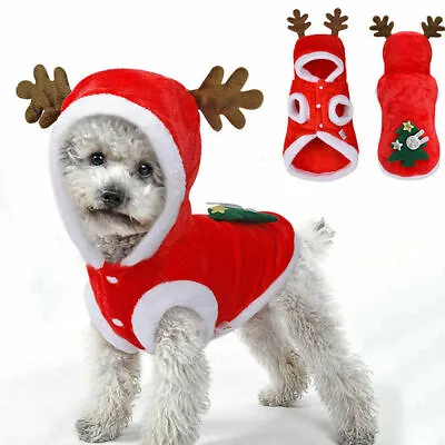 £7.99 • Buy Pet Cat Dog Santa Costume Coat Christmas Outfit Jumper Clothes Xmas Dress Up