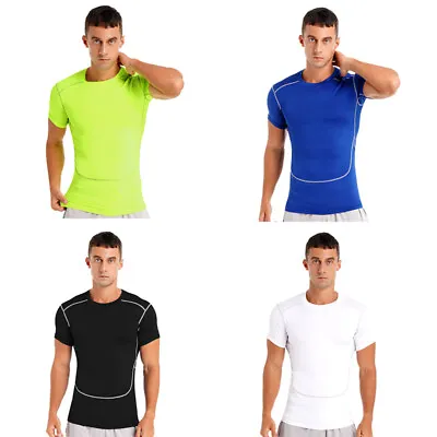 $12.95 • Buy Men's Compression T-shirt Athletic Rash Guard Short Sleeve Top For Fitness Swim