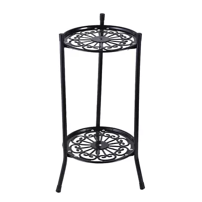 Large Metal Flower Plant Pot Display 2 Tier Stand Rack Bonsai Holder Shelf • $35.54