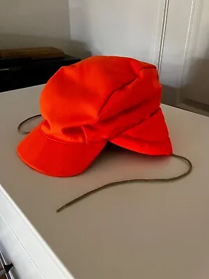 Vintage Safety Orange EDDIE BAUER  Ear Flap Hunting Hat Cap  • $35