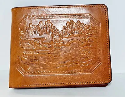 VTG Japanese Circa  50's ? Leather Wing Case Leather Embossed Wallet VIDEO • $49.75