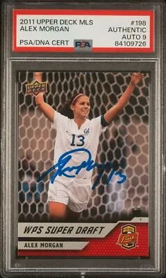 Alex Morgan 2011 Upper Deck MLS Signed Rookie Card #198 Auto PSA 9 84109726 • $379