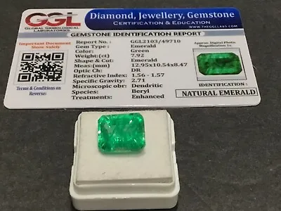 7.92 Cts. Natural Muzo Colombian Emerald  FAST SHIPPING FROM USA Lot 1103 • $29.99