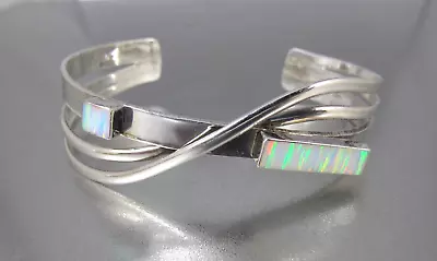 Vtg. James Shay Navajo Sterling Opal Cuff Bracelet • $184.99