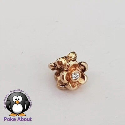 $699 • Buy Genuine Pandora 14ct YELLOW Gold 5 Petal Flower Diamond Charm 750271D HTF RARE