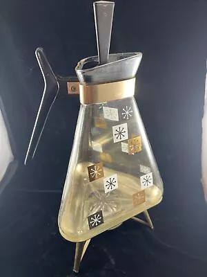 Vintage Mid Century Modern Inland Glass Atomic Starburst Triangle Coffee Carafe • $45