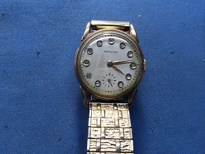 Vintage Mens Hamilton Watch 14k Gold Diamond Face Bezel • $999.98