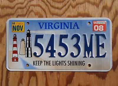 2008 Virginia LIGHTHOUSE License Plate # 5453 ME • $29.99