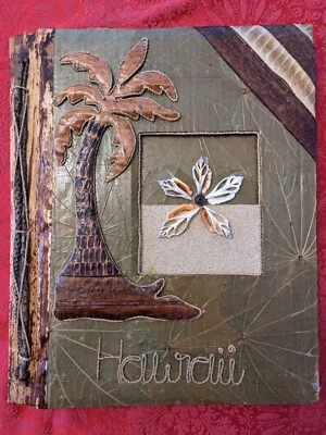 $9.99 • Buy Vintage Photo Album Handmade Scrapbook Hawaii Banana Leaf Palm Tree 11.5x14