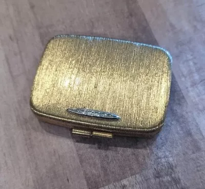 Vintage Textured Gold Tone Metal Makeup Mirror Compact • $14.95