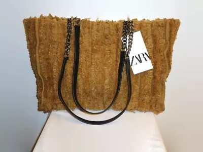 NWT! Zara Frayed Fabric Shopper Tote/Tote Bag/Camel Color • $42