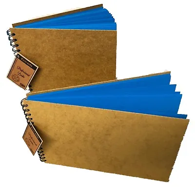 BRIGHT BLUE Wooden Hardback Cover Scrapbook Pad Wirobound Sketch Book Album Card • £14.99