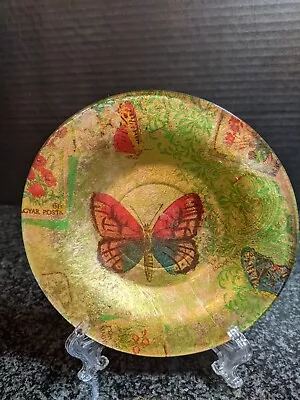 Vintage Art Glass Dish Plate Butterfly 6   • $19.95