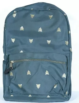 Mossimo Supply Co Backpack Dark Green Gold Puma Big Cat Heads Adjustable Straps • $20