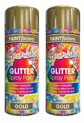 4 X Glitter Effect Gold Aerosol Spray Paint Decorative Creative Crafts 200ml • £9.99