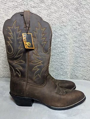 Ariat Heritage Western R Toe Boots Womens 9 Distressed Brown Leather • £76.17