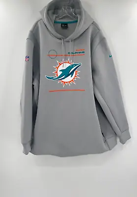 Miami Dolphins Team Issued Grey Nike Dri Fit Hoodie Big Middle Logo 3xl • $79.99