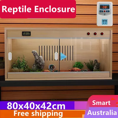 80x40x42cm Premium Wooden Reptile Enclosure Reptile Tank Vivarium E27 Socket AU • $288.88