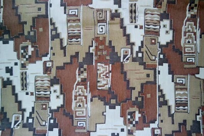70s Brown Abstract Aztec Vintage Fabric Remnant 375cm X 106cm • £10