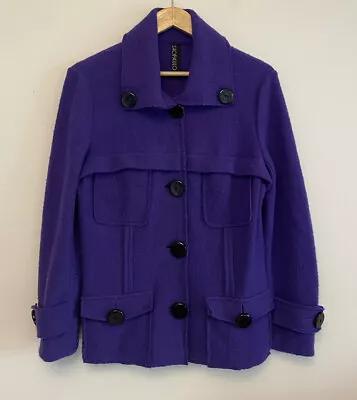 SAO PAULO Ladies 100% Wool Purple Button Up Long Collared Jacket Size 38 /10 • $49.95