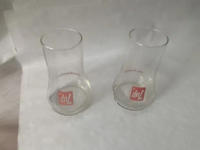 Vintage 1970s Set Of 2 7UP Glasses THE UNCOLA Upside Down Drinking Glass • £8.56