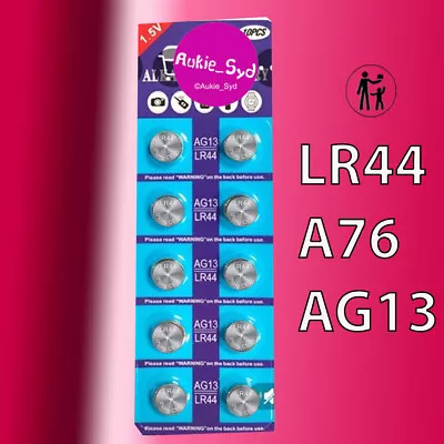 10 X LR44/ AG13 A76 1.5V Battery Button Cell LongExp Coin Button 🇦🇺 • $1.59