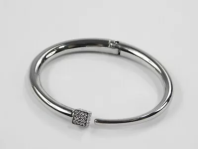 Vita Fede Italy M Silver Tone Square Rhinestone Titan Hing Bangle Bracelet 6.5  • $54.99