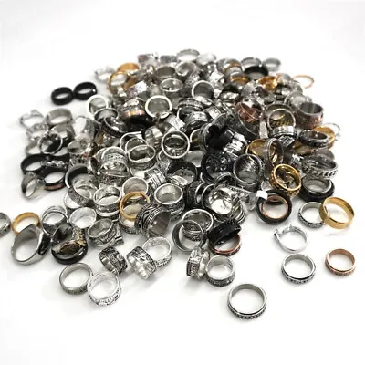 Wholesale Lot 100pcs Mixed Ring Men's Women's Fashion Stainless Steel Band Rings • $9.90