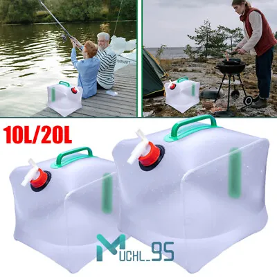 Collapsible Water Container W/Spigot 5 Gallon Outdoor Camping Water Storage Jug • $13.69