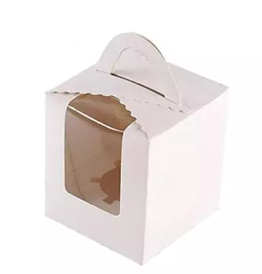  Pcs Single White Cupcakes Containers Gift Boxes With Window Inserts 50 White • $27.14