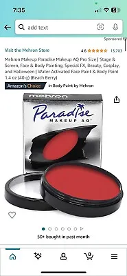 Mehron Makeup Paradise Makeup AQ Pro Size | Stage & Screen #1781 • $8.12
