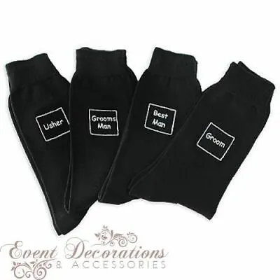 Black Wedding Party Socks - 18 Different Titles - Great Gift! • £2.49