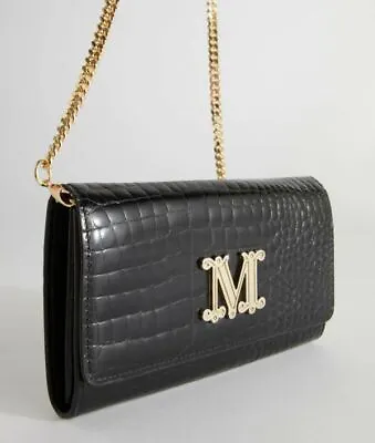 £179.99 • Buy Max Mara M Small Black Bag Gold Chain Clutch Handbag *MRS36