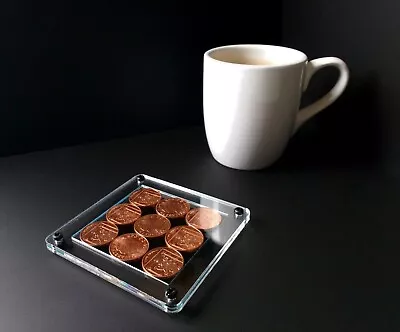 FILL YOUR OWN Custom Coasters! Put Anything Inside Coin Collection Display Case • £5.99