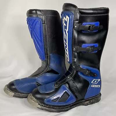O’Neal Element Leather Motorcycle Motocross Mx Boots Blue Size 11 Retro Vintage • $69.95