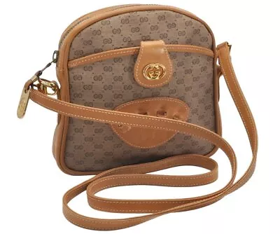 Authentic GUCCI Micro GG PVC Leather 2Way Shoulder Waist Body Bag Brown 0339J • $196