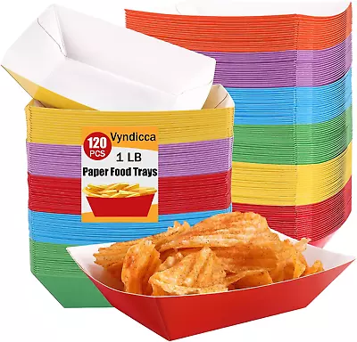 Paper Food Trays120 Pcs Disposable Food BoatsMulticolor Nacho TraysColorful H • $28.97