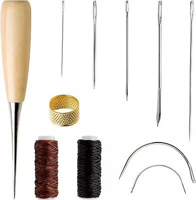 Leather Repair Kit 11PCS Leather Sewing Tools Waxed Thread And Needles For Fabr • £7.08
