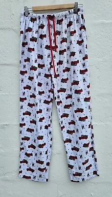 Mickey Mouse Pajama Pants Mens Large White Red Green Christmas Tree Drawstring • $10