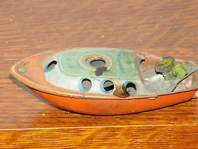 £34.77 • Buy Vintage Pon Pon Japan Tin Litho Putt Putt Pop Pop Steam Powered No. D Boat Toy